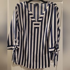 SHEIN Navy and White Striped Blouse